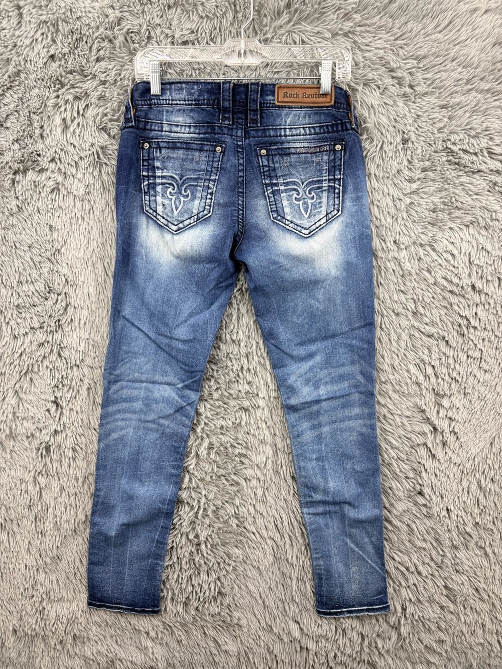 Rock Revival Jeans Womens 28 Blue Moon Distressed Ankle Skinny Medium Wash